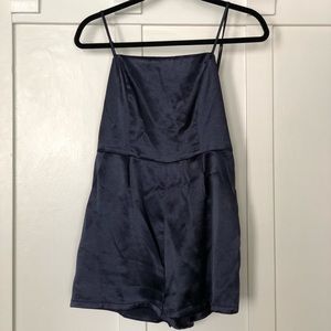 Urban Outfitters Shiny Navy Romper